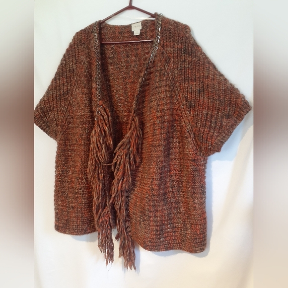 Chico's Chain Inlaid Fringe Cardigan Size 12 - Picture 11 of 15